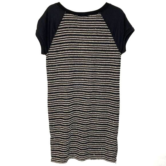 NWT Sanctuary Wms L Black Gold Metallic Stripe Knit Dress Zipper Accents - Picture 2 of 10